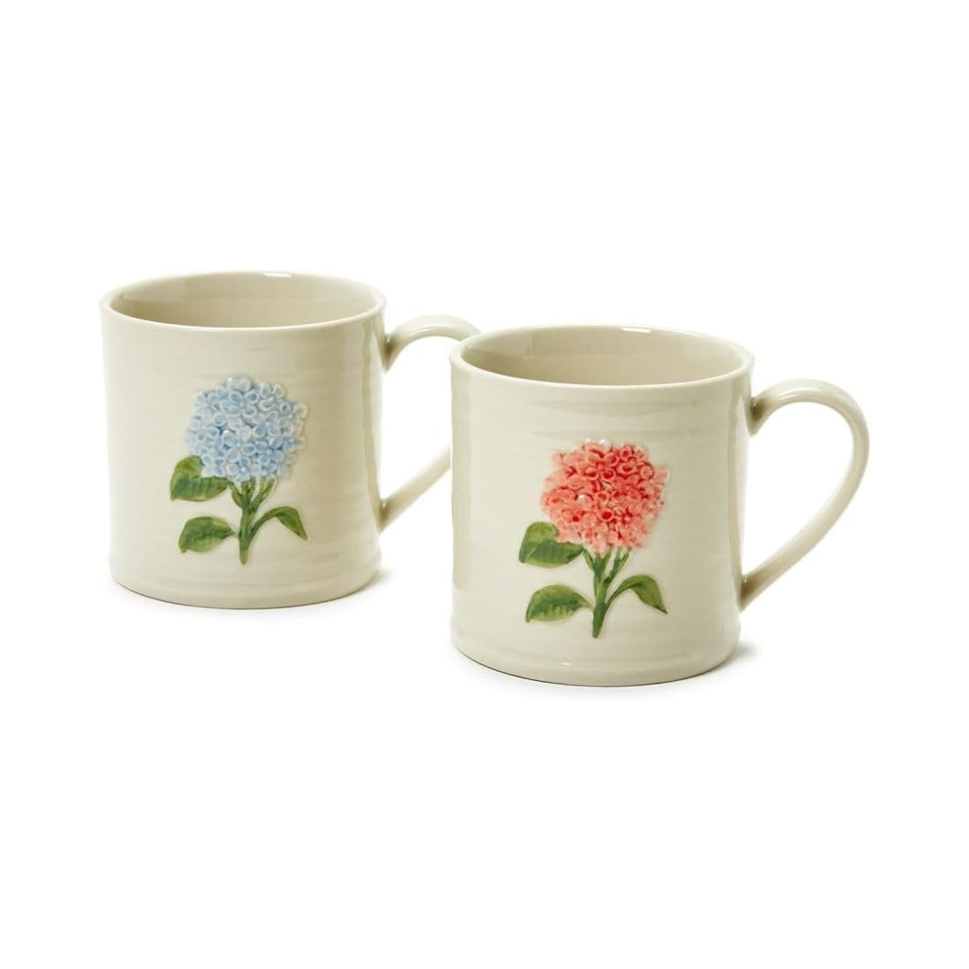 Hydrangea Mug with Embossed Hand-Painted Flower