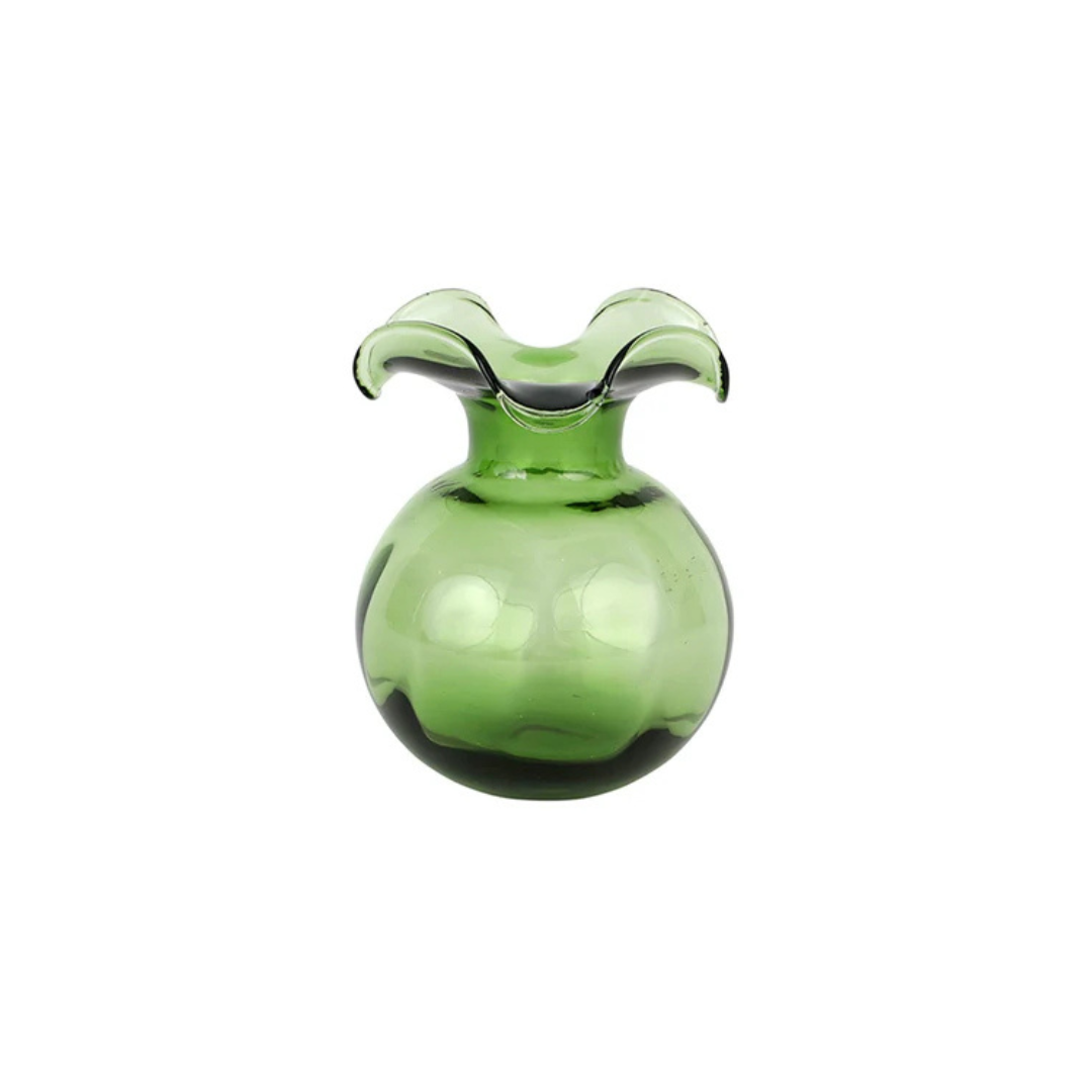 Vietri Hibiscus Glass Dark Green Bud Vase