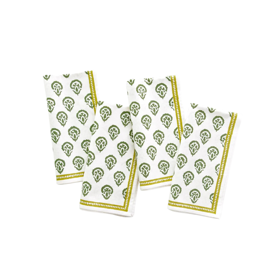 Pomegranate India Hicks Home Carnation Hunter Green Napkin | Set of 4