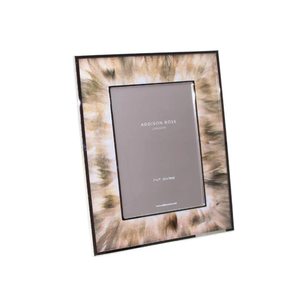 Addison Ross Faux Duck Feather & Silver Frame - 5x7