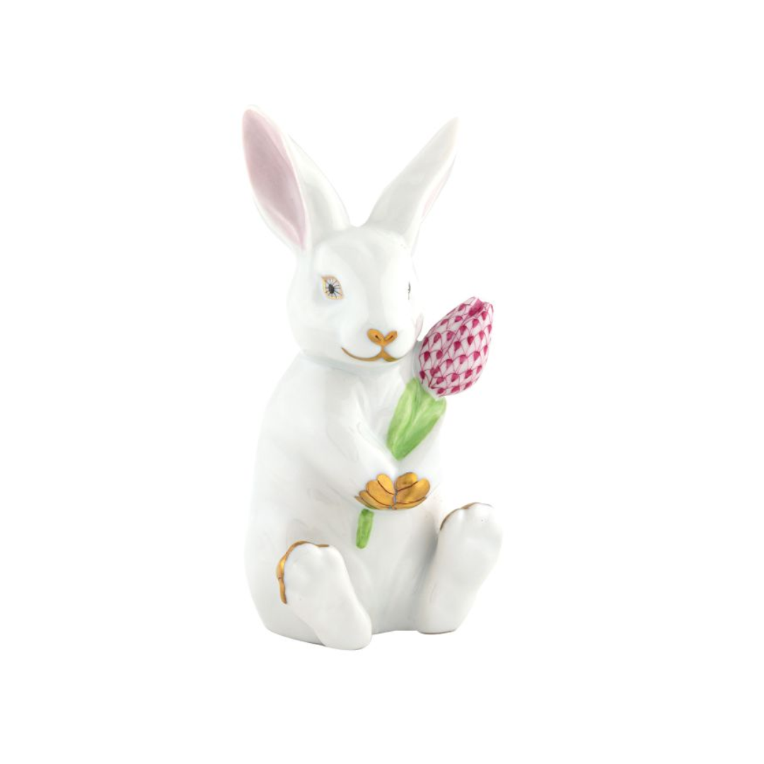 Herend Blossom Bunny- White Raspberry