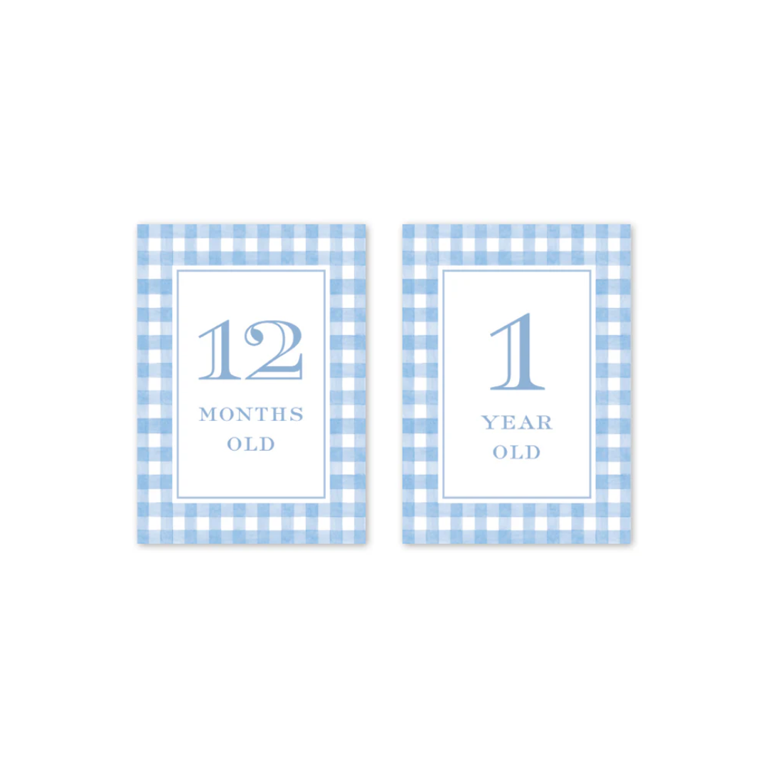 Dogwood Hill Cavalier Garden Gingham Blue Milestone Cards