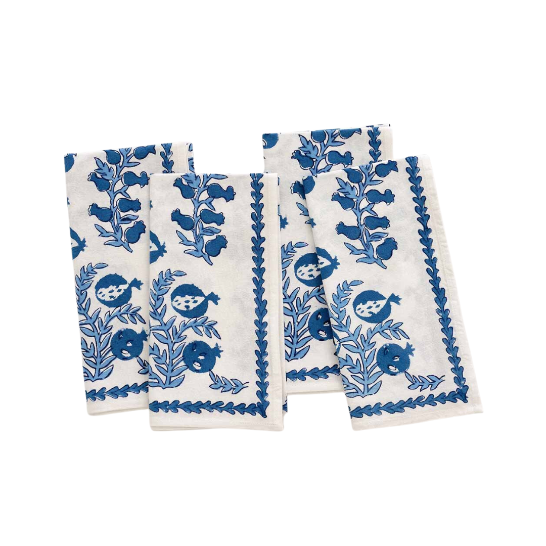 Pomegranate Pom Bells Wedgewood Napkin | Set of 4