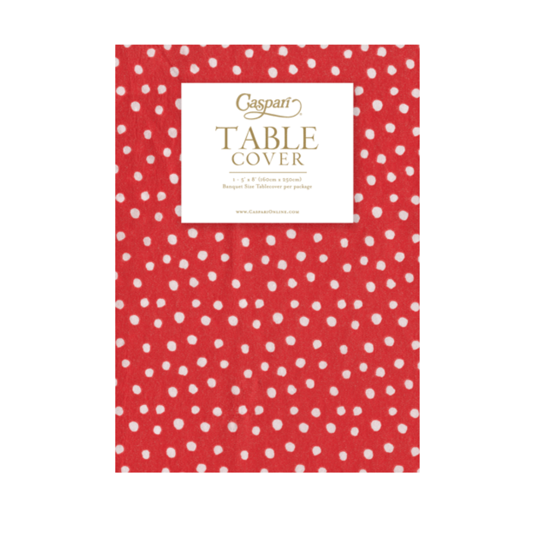 Caspari Small Dots Red Paper Linen Table Cover