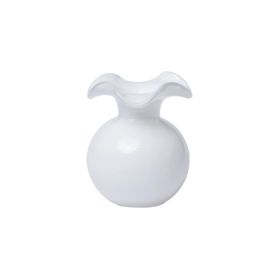 Vietri Hibiscus Glass White Bud Vase