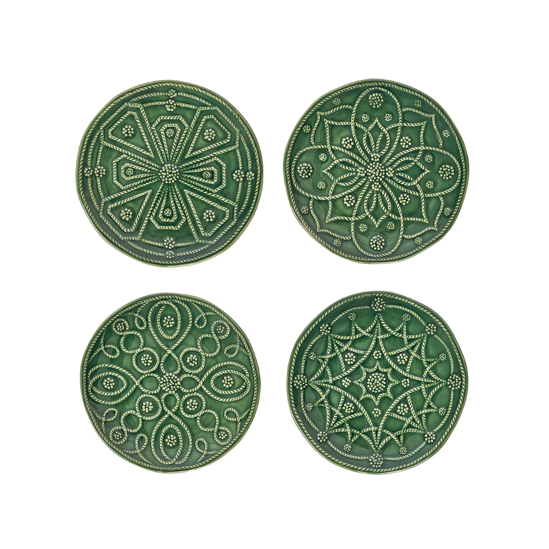Juliska Jardins Du Monde Side/Cocktail Plate Assorted Set/4 - Basil
