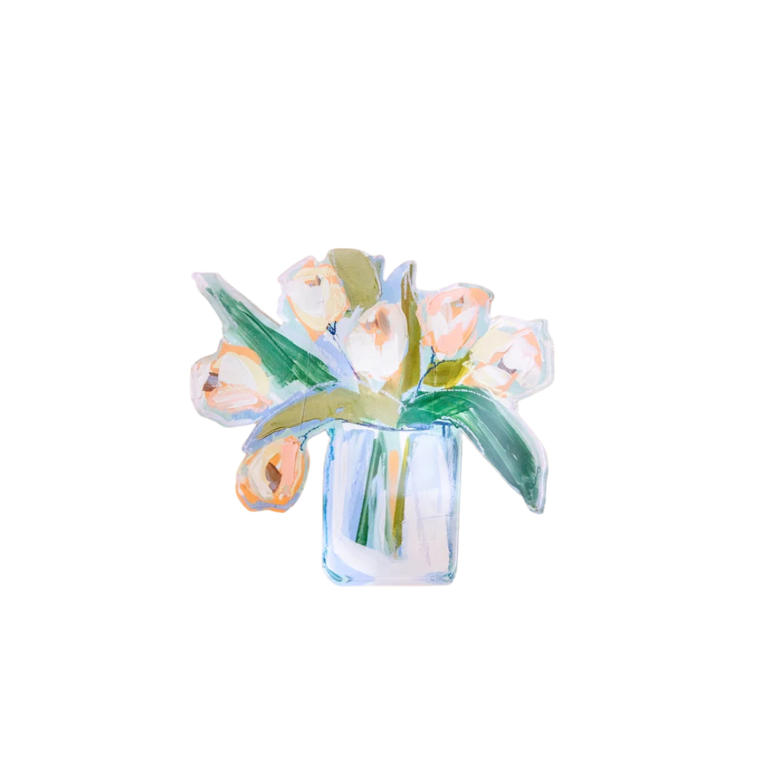 Lauren Dunn White Tulips Acrylic Bloom Block - Bitty Block