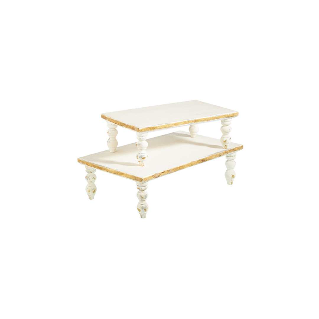 Distressed White with Gold Risers