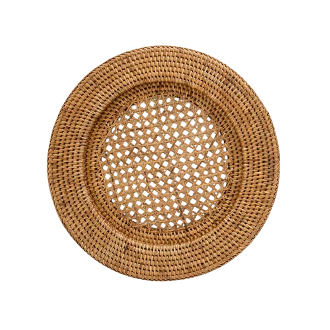 Pomegranate Woven Honey Rattan Charger