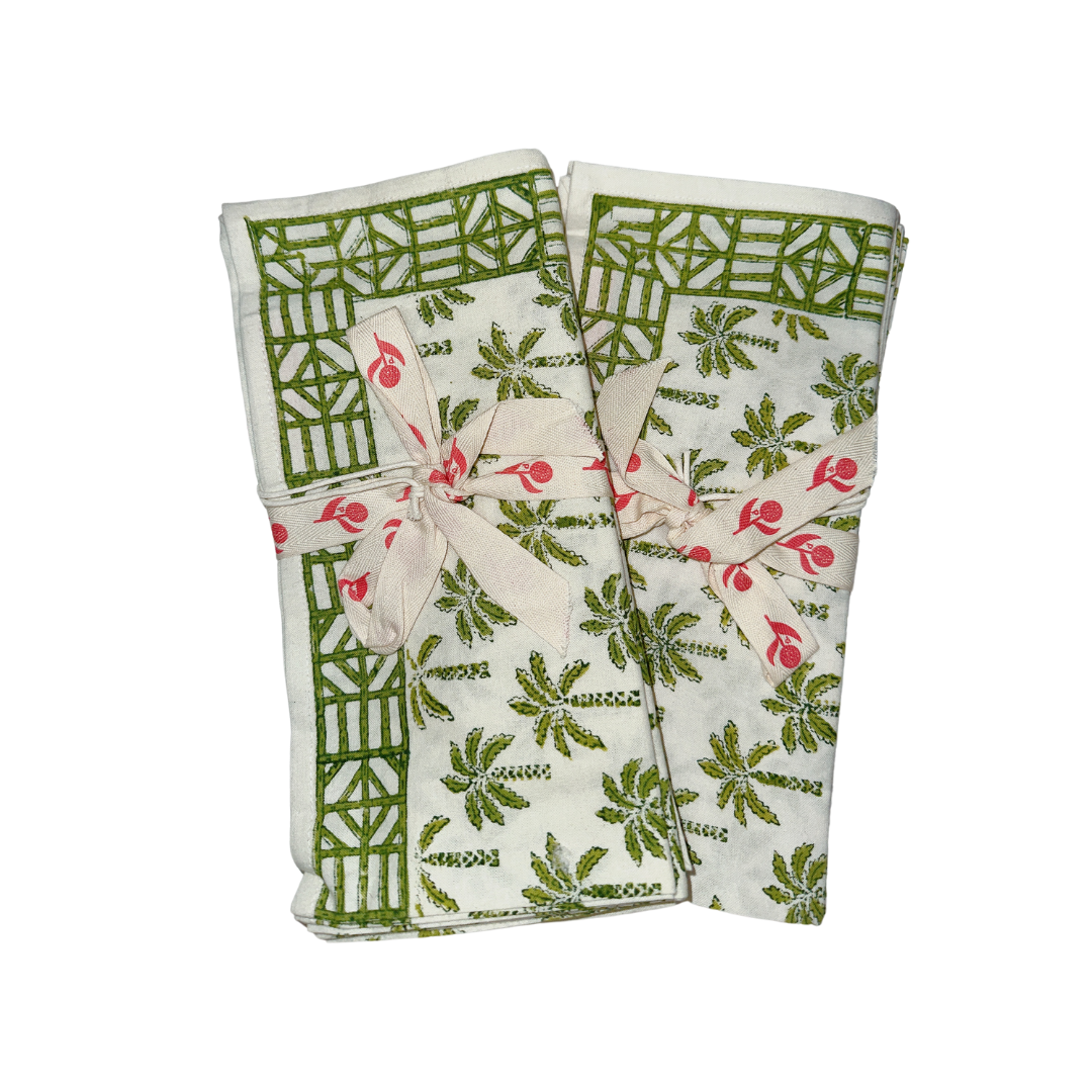 Pomegranate Palm Tree Green Napkins - Set of 4