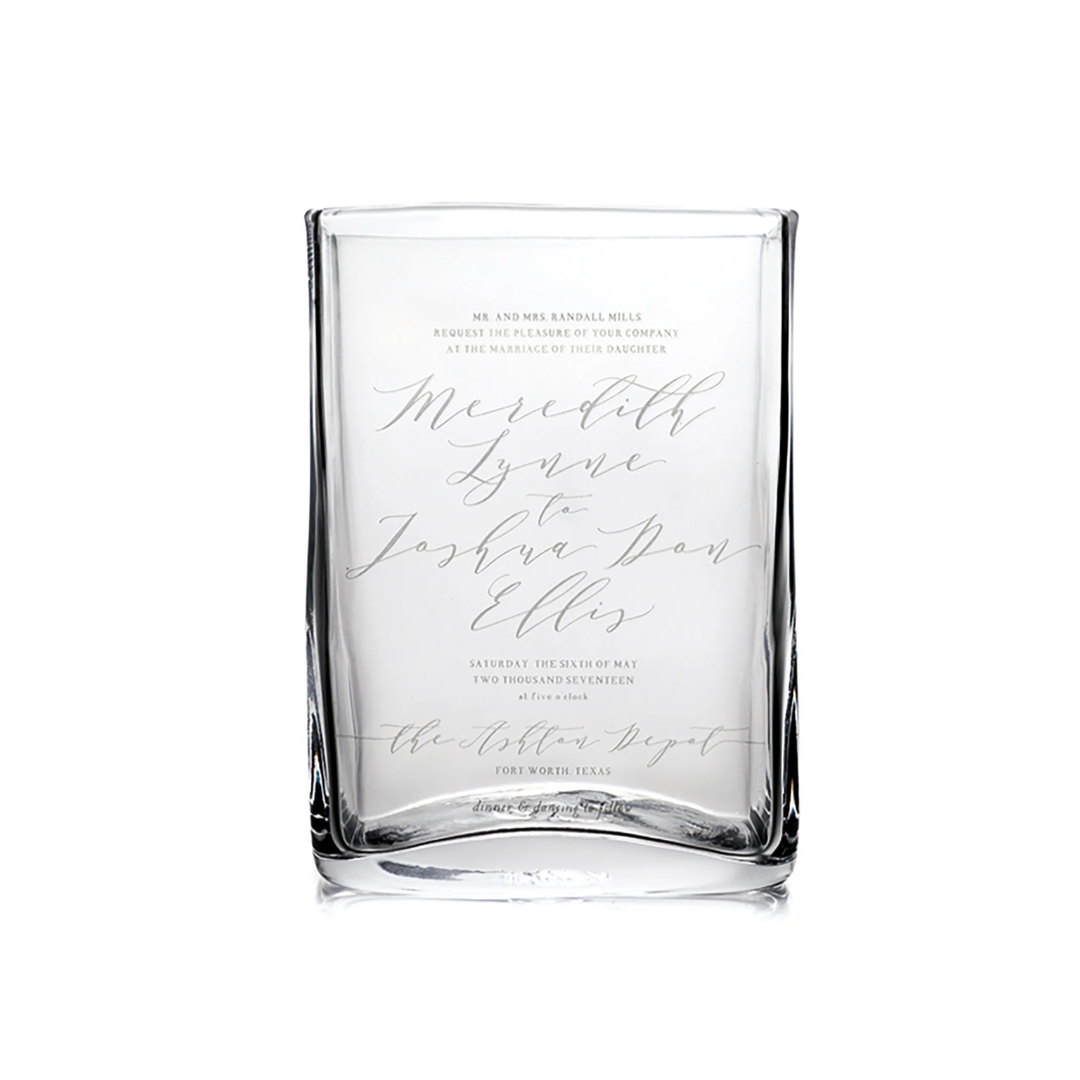 Simon Pearce Engraved Invitation Vase
