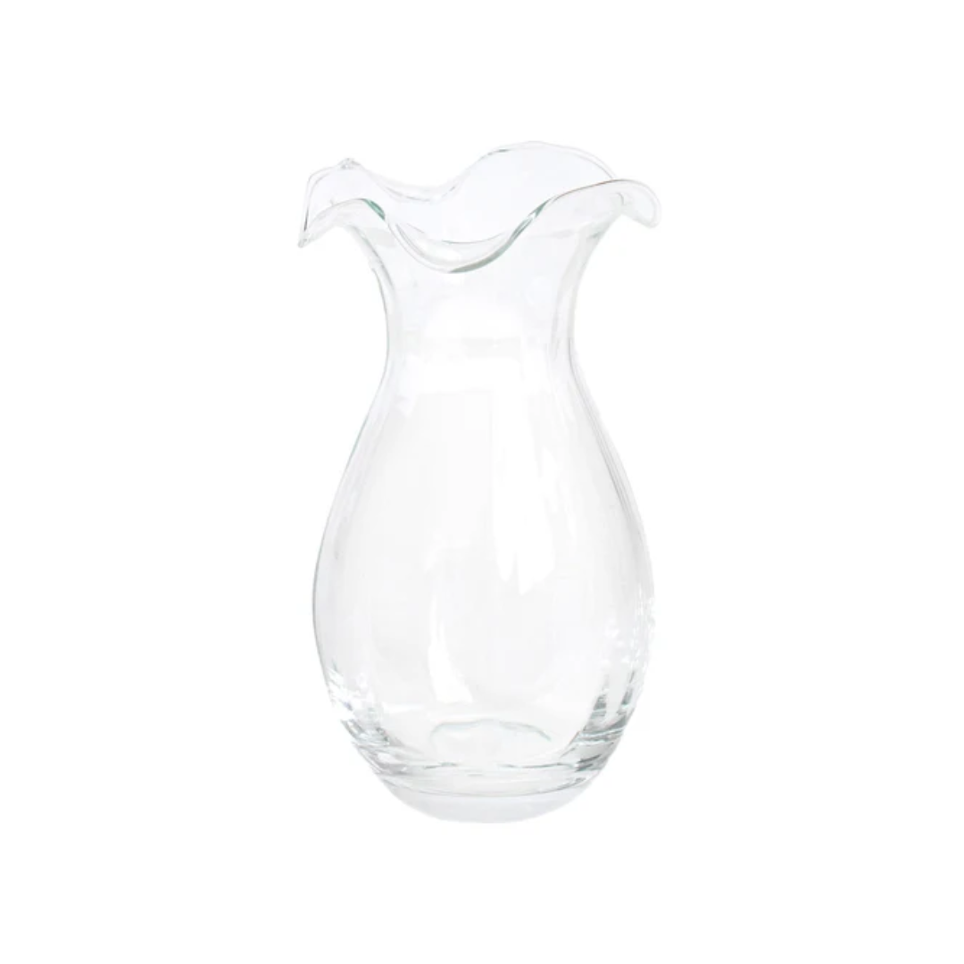 Vietri Hibiscus Glass Clear Vertical Fluted Small Vase