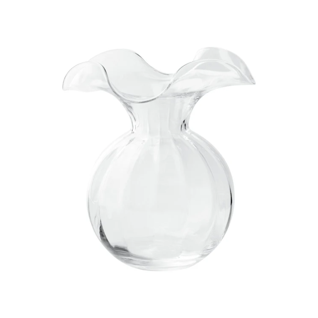 Vietri Hibiscus Glass Clear Medium Fluted Vase