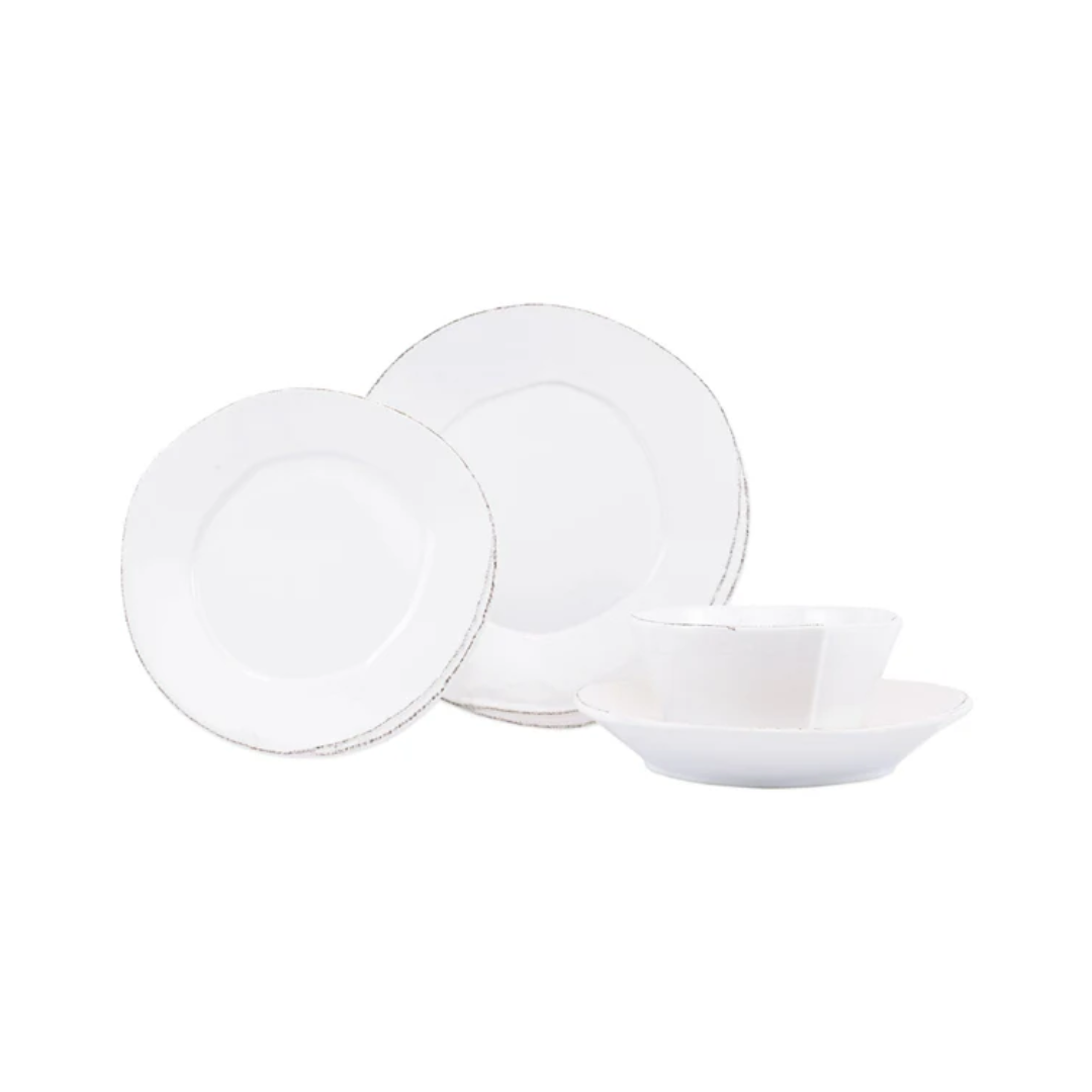 Vietri Lastra White 4 pc Place Setting