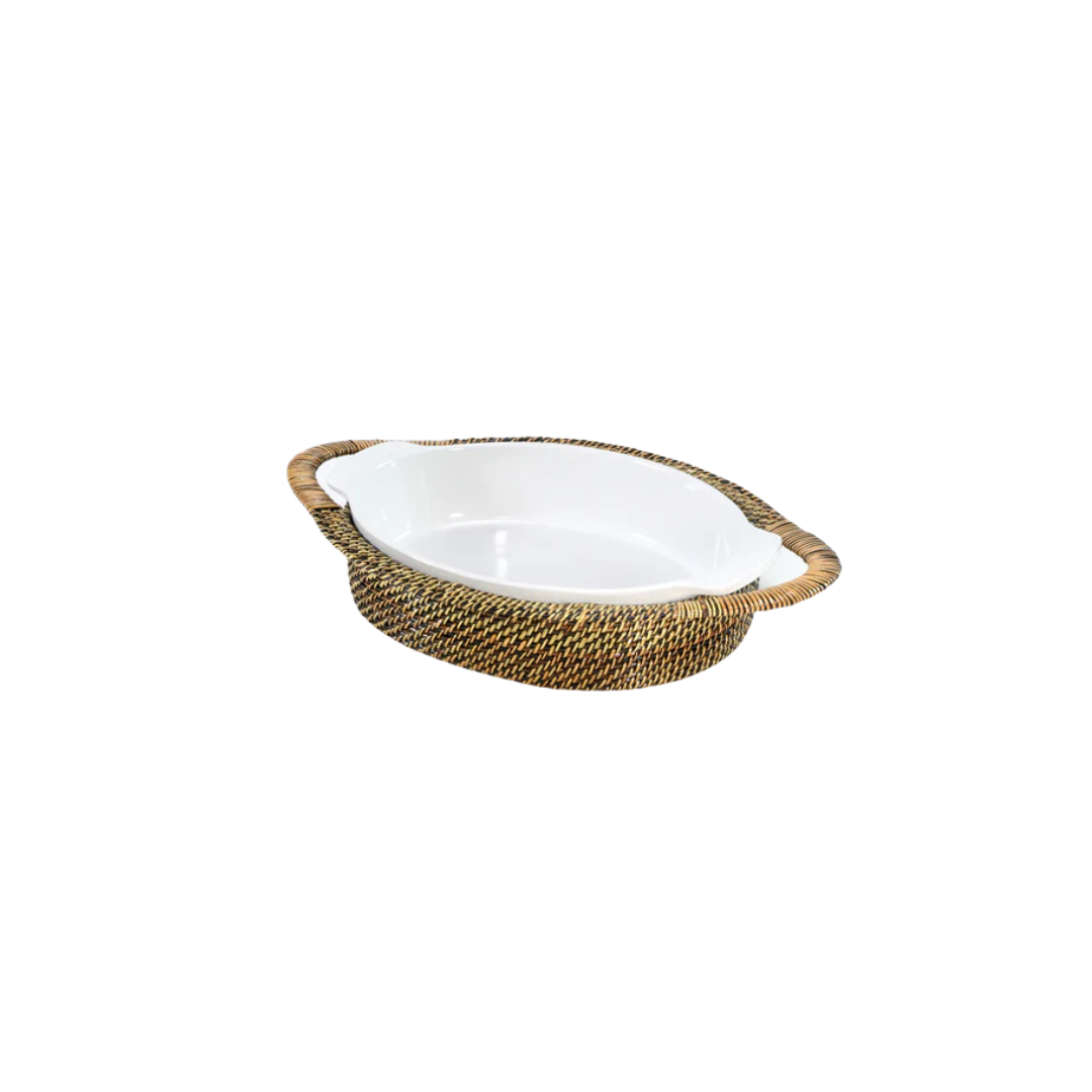 Calaisio Oval Casserole Tray with Handles, with Stoneware Roaster