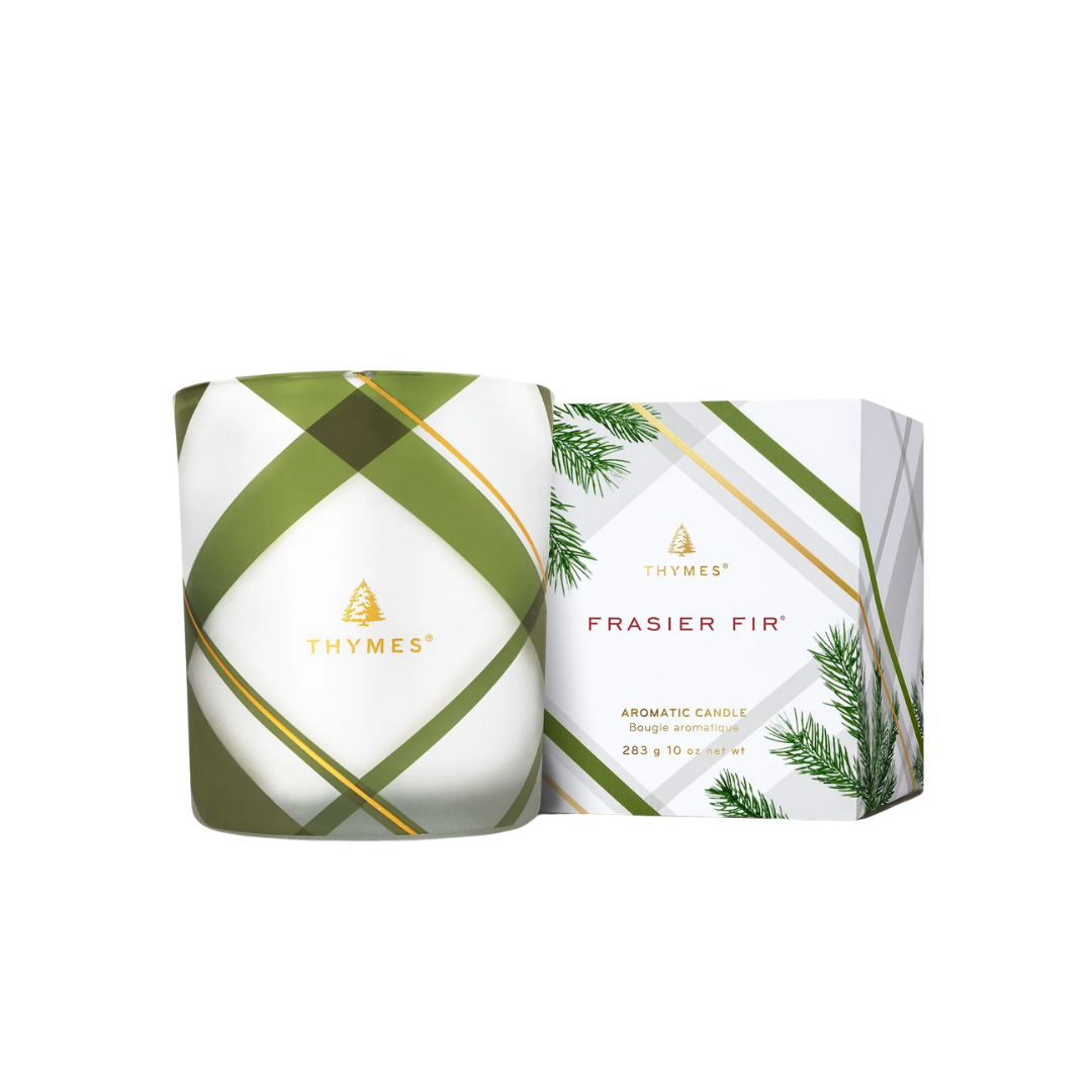 Thymes Frosted Plaid Medium Poured Candle