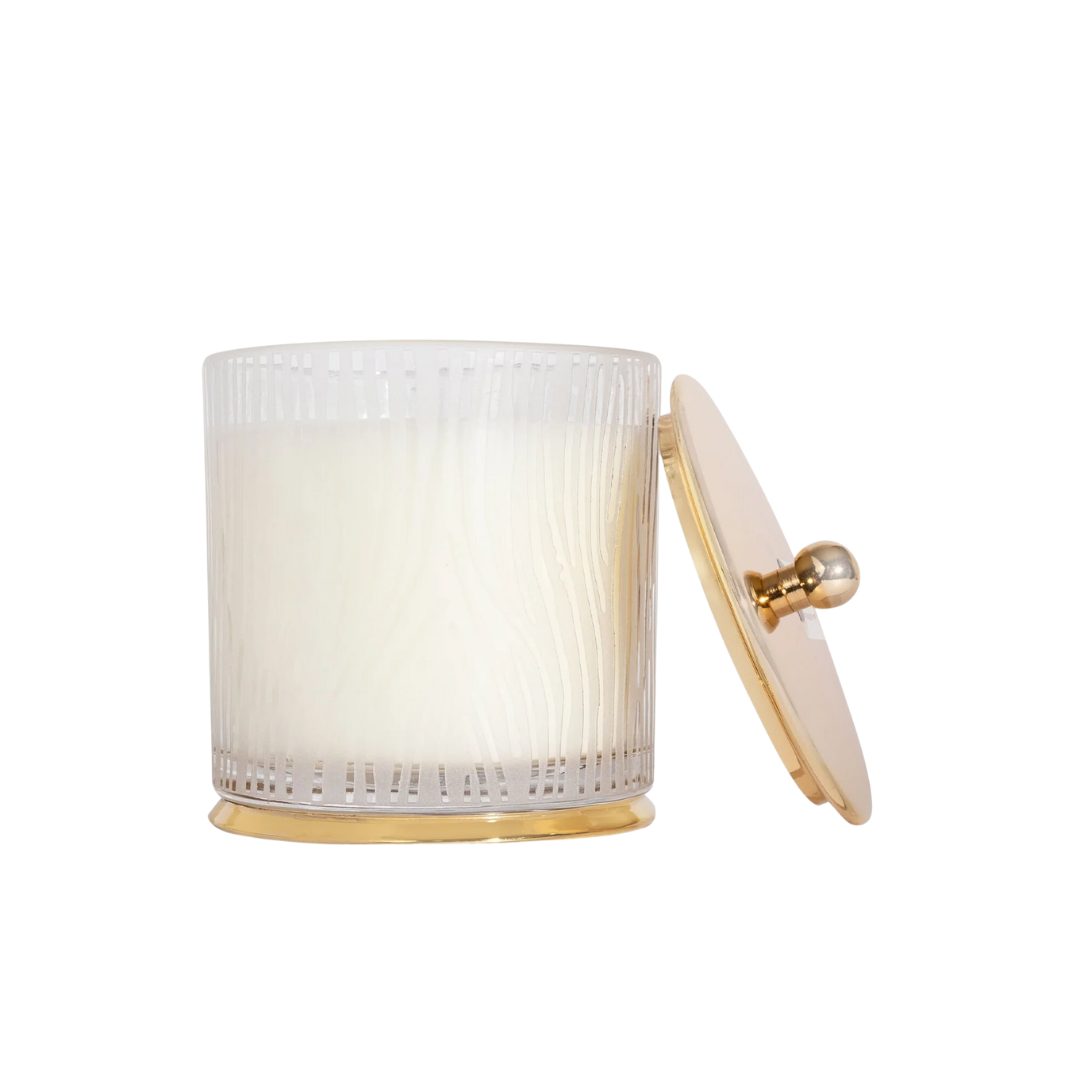 Thymes Frasier Fir Gilded Large Poured Candle, Frosted Wood Grain