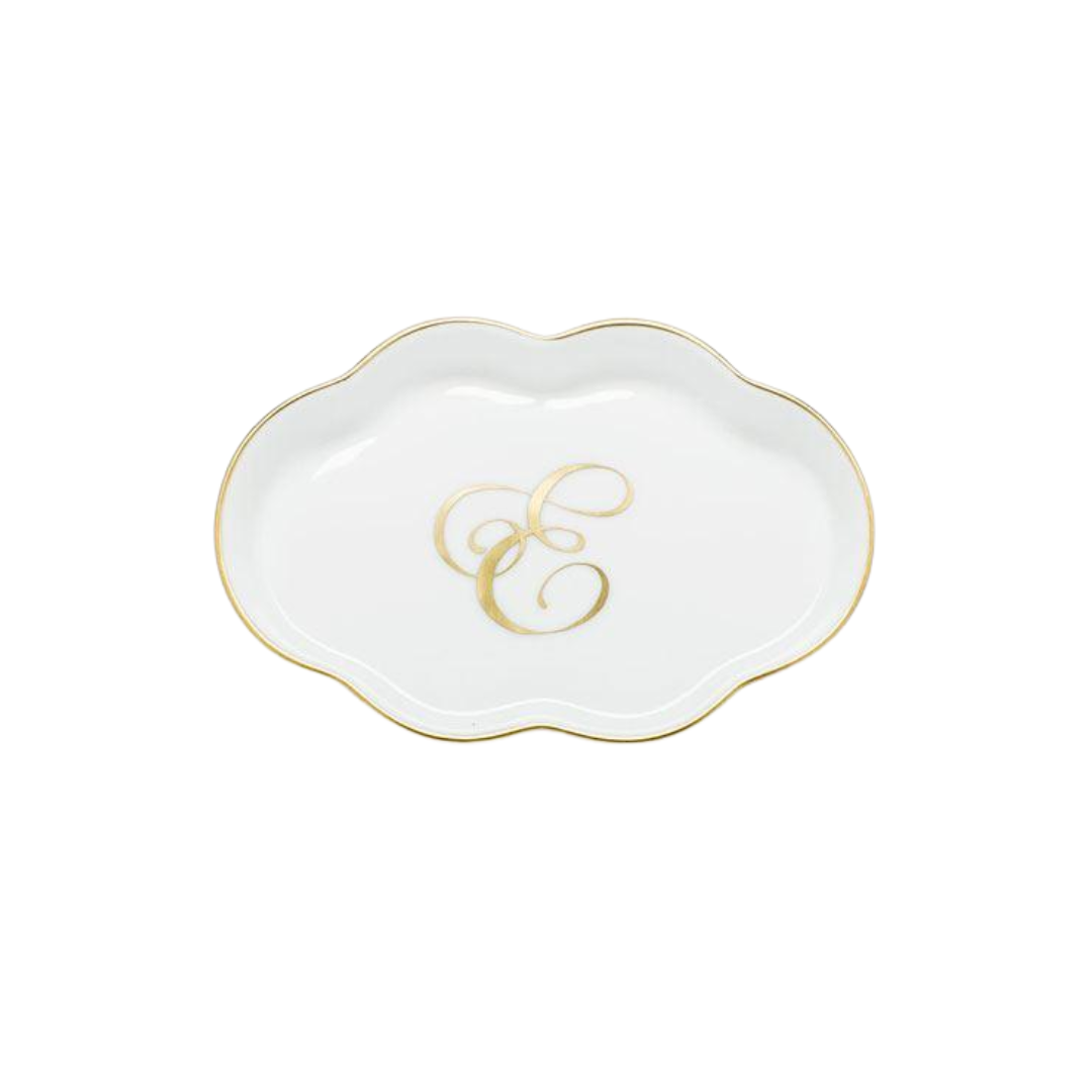Herend Scalloped Tray with Monogram - E