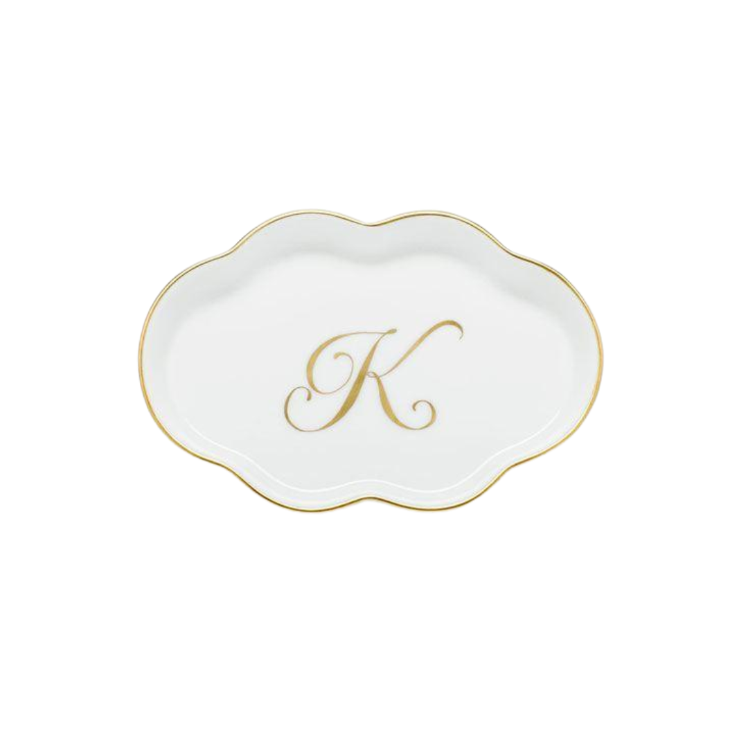Herend Scalloped Tray with Monogram - K
