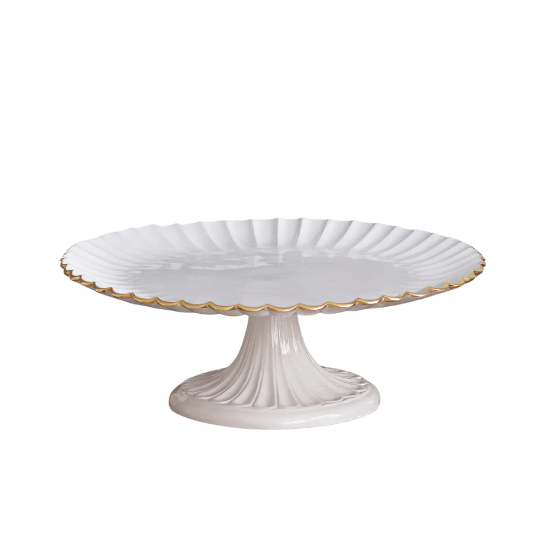 Beatriz Ball Encanto Vienna Pedestal Cake Plate - Cream and White