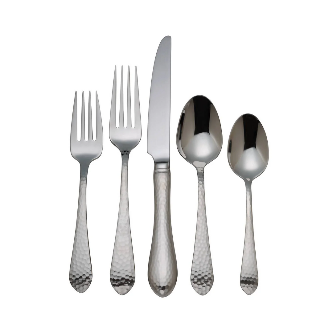 Reed & Barton Hammered Antique 5pc Flatware Place Setting