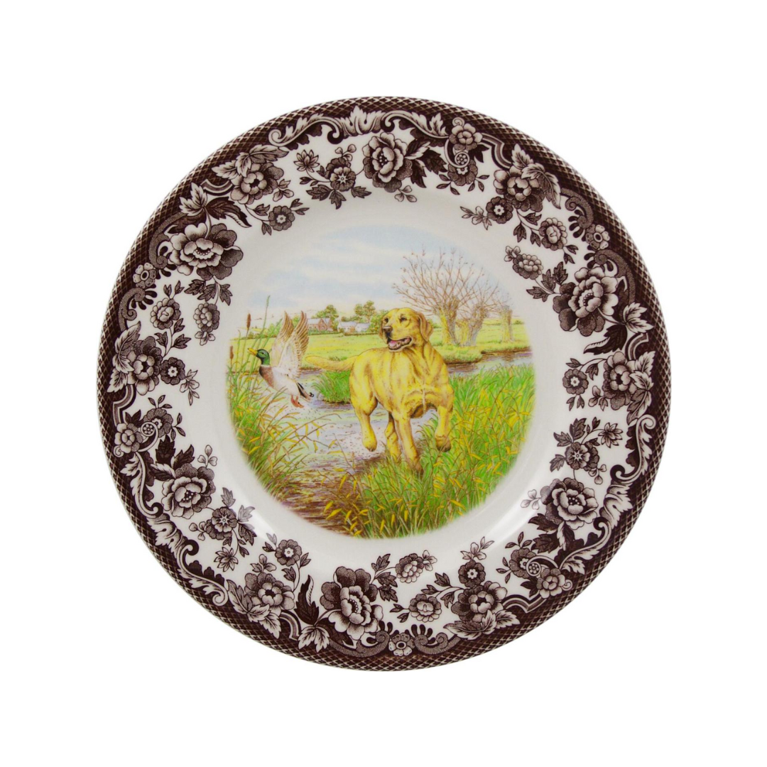Spode Woodland Dogs Salad Plate 8" Yellow Lab