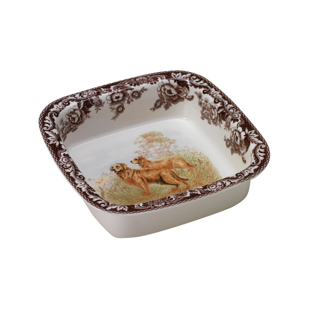 Spode Woodland Square Rim Dish 10" Golden Ret.