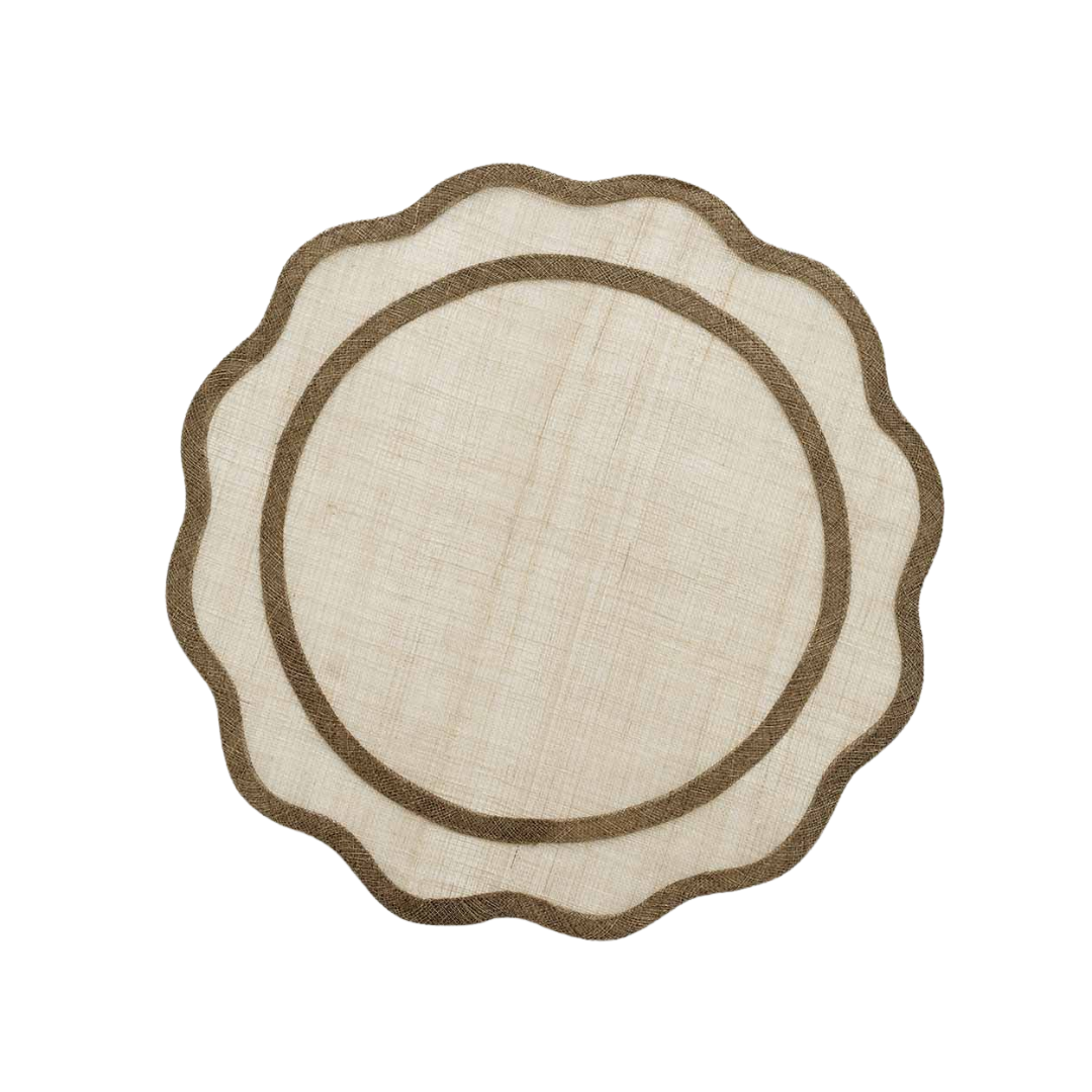 Pomegranate Brown Scalloped Rice Paper Placemat - Set of 4