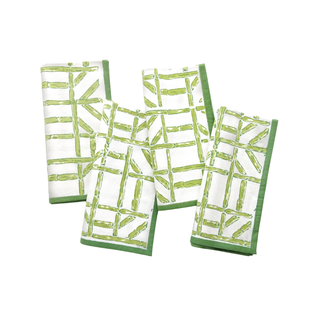 Pomegranate Green Bamboo Napkins - Set of 4