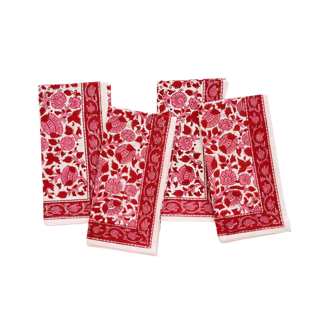 Pomegranate Crimson Blossom Napkin | Set of 4