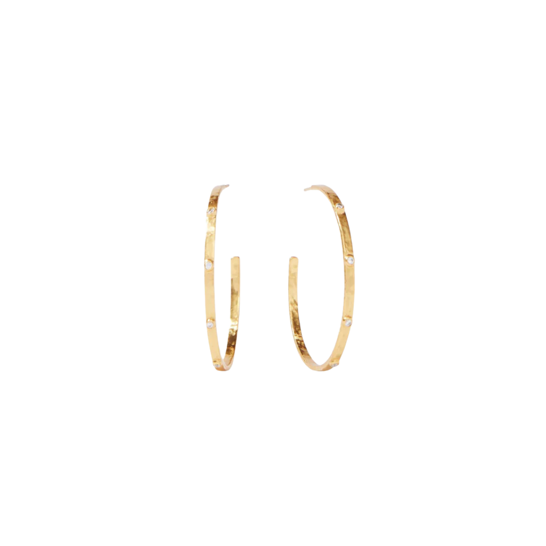 Julie Vos Crescent Stone Hoop XL - Cubic Zirconia