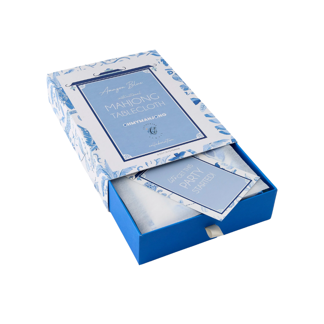 Oh My Mahjong Blue Instructional Mahjong Tablecloth