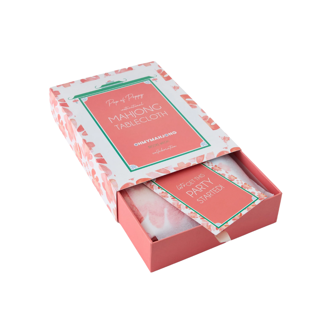 Oh My Mahjong Pop of Poppy Instructional Mahjong Tablecloth