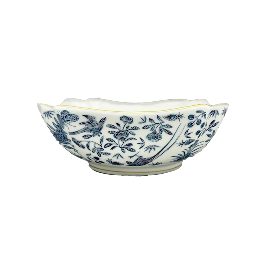 Mottahedeh Sacred Bird and Butterfly Blue Medium Square Bowl
