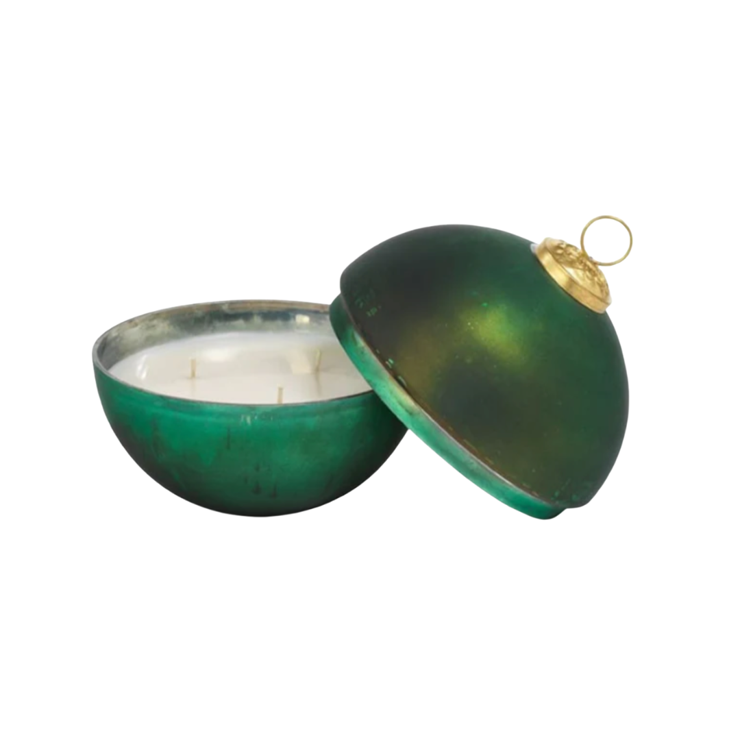 Lux Fragrances Noel Green Glass Ornament 10 oz Candle