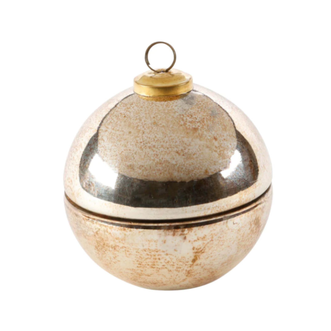 Lux Fragrances White Christmas Silver/Gold Glass Ornament 10 oz Candle
