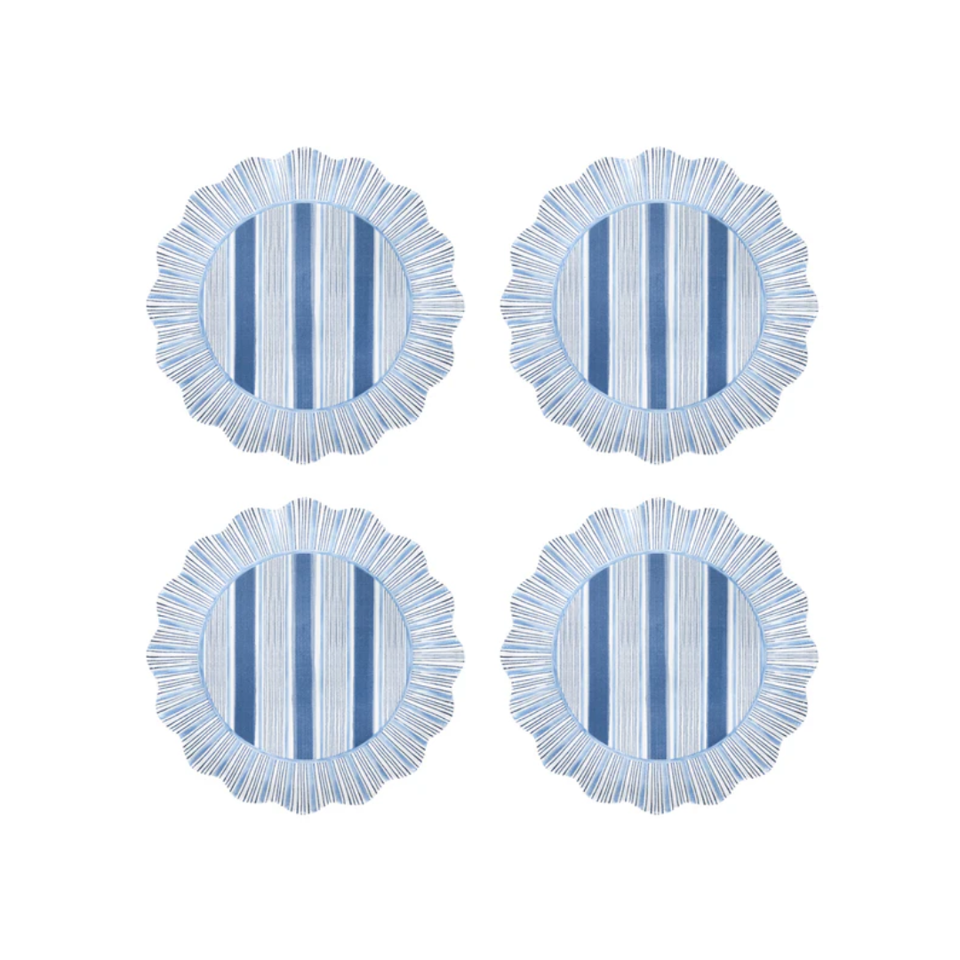 Juliska Cabana Stripe Melamine Dessert/Salad Plate - Set of 4 - Ocean
