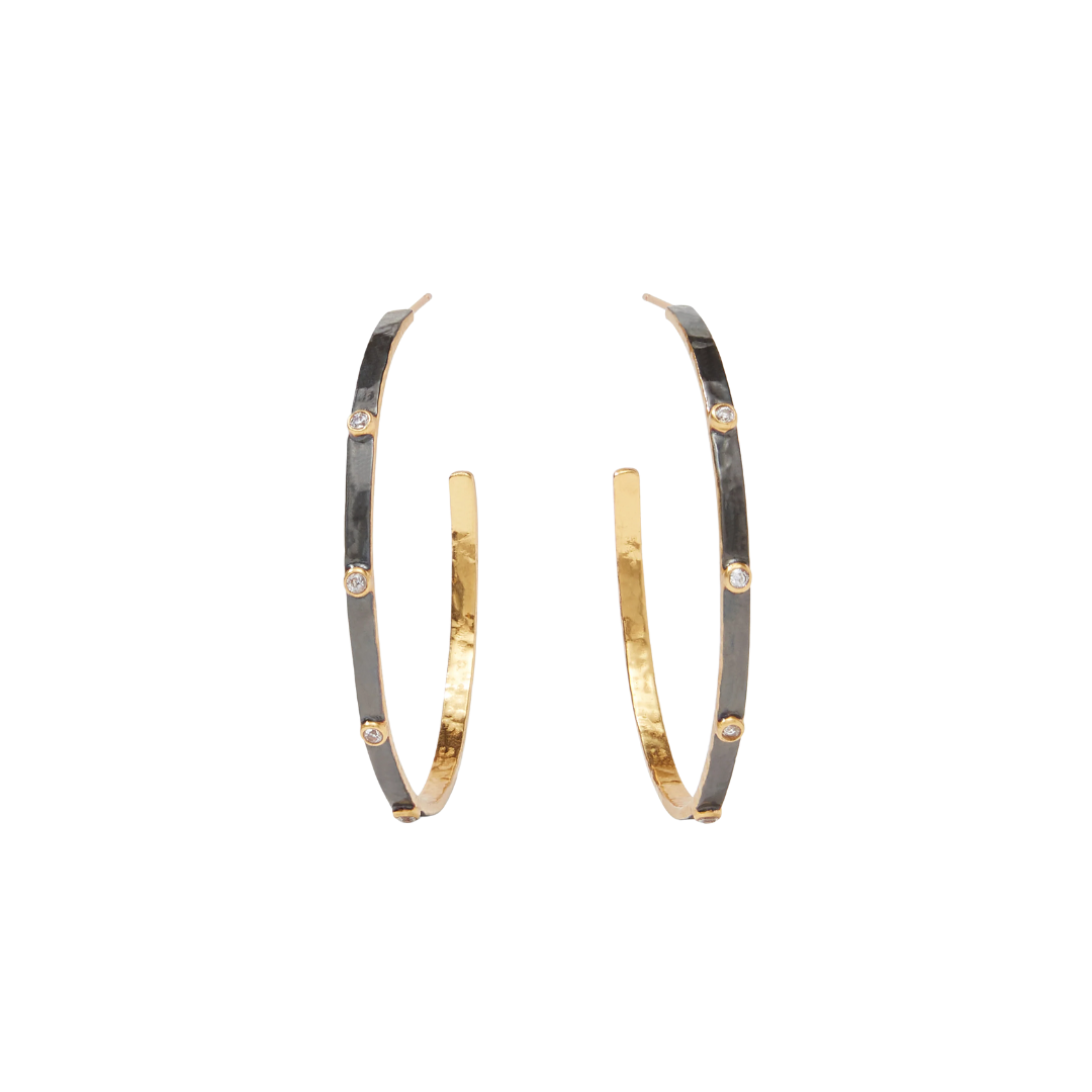 Julie Vos Crescent Stone Hoop Mixed Metal - XL