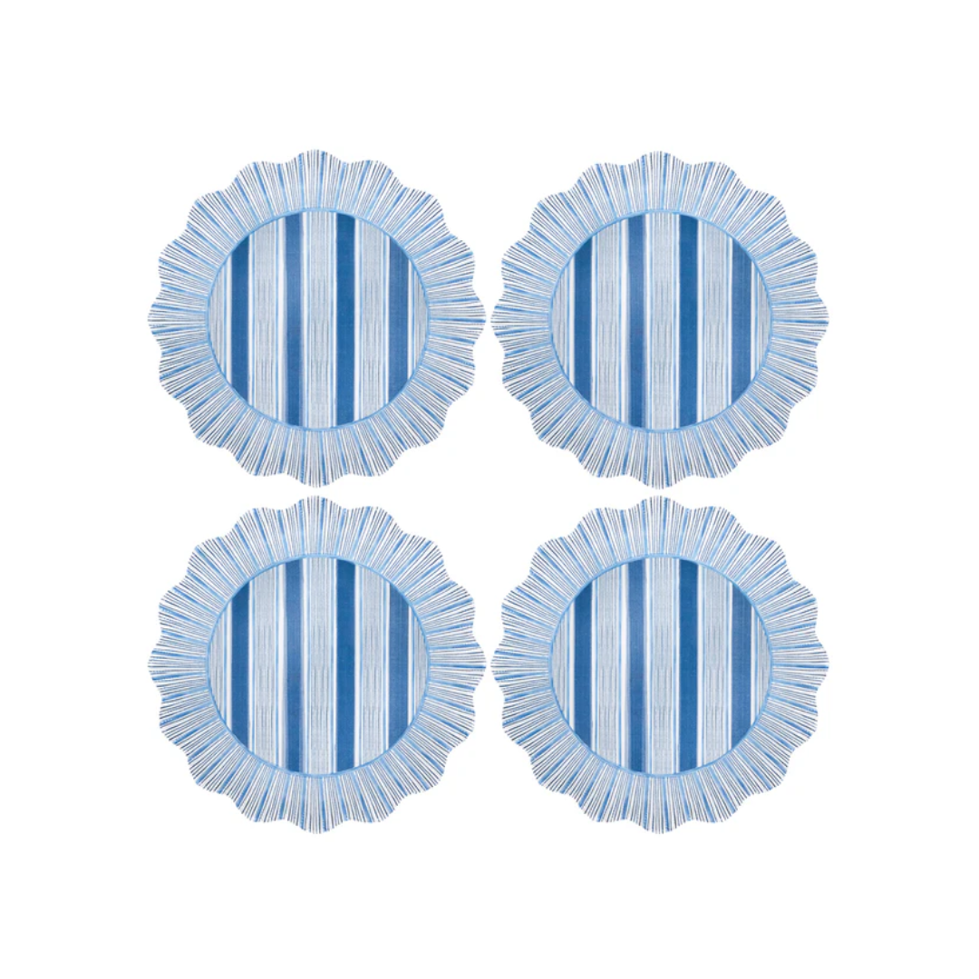 Juliska Cabana Stripe Melamine Dinner Plate - Set of 4 - Ocean