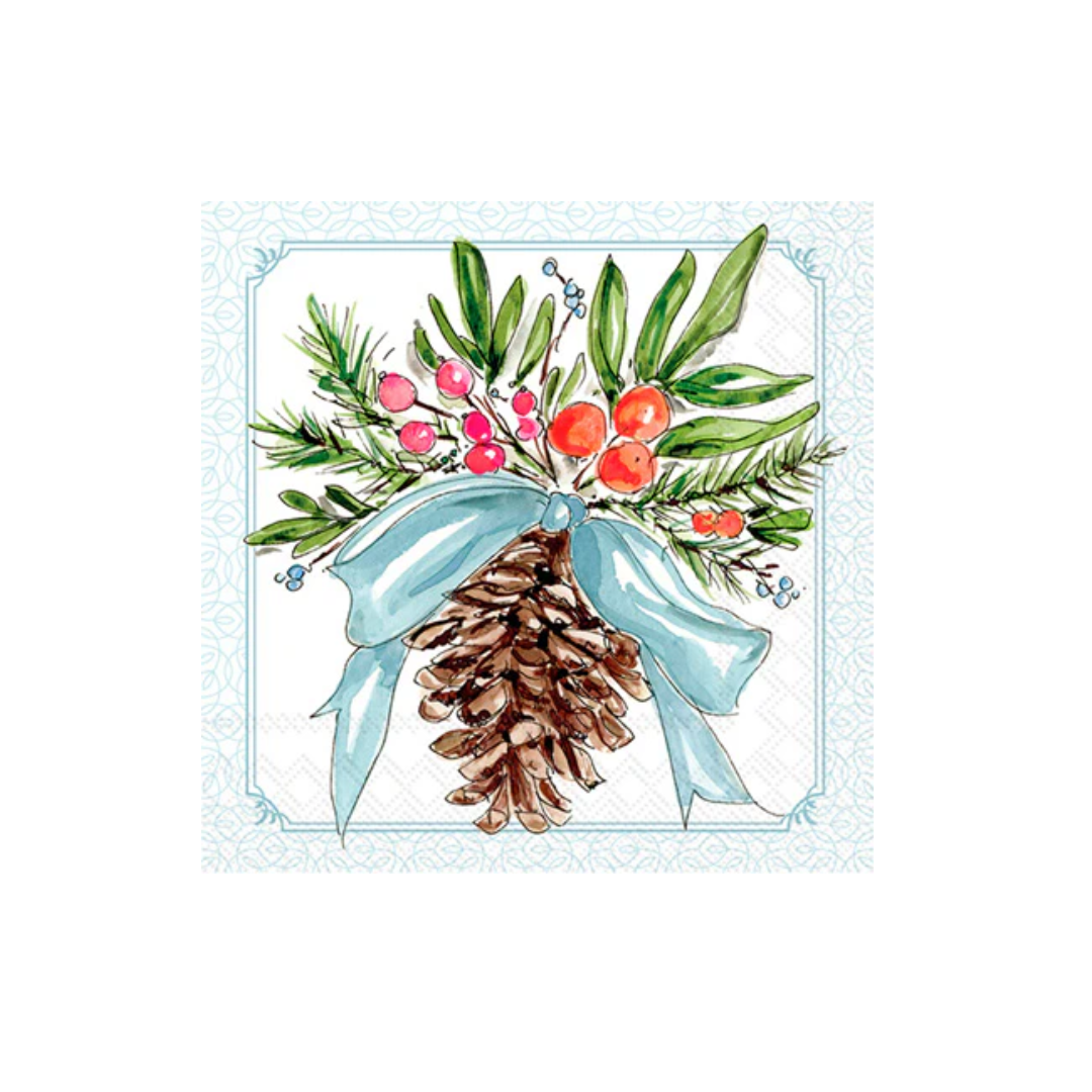 Pinecones and Ribbons Cocktail Napkin