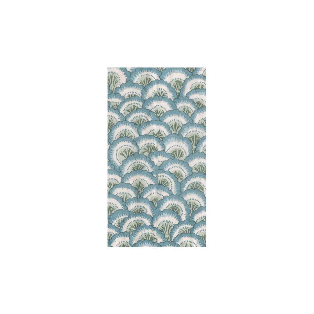 Caspari Pontchartrain Scallop Blue Guest Towel