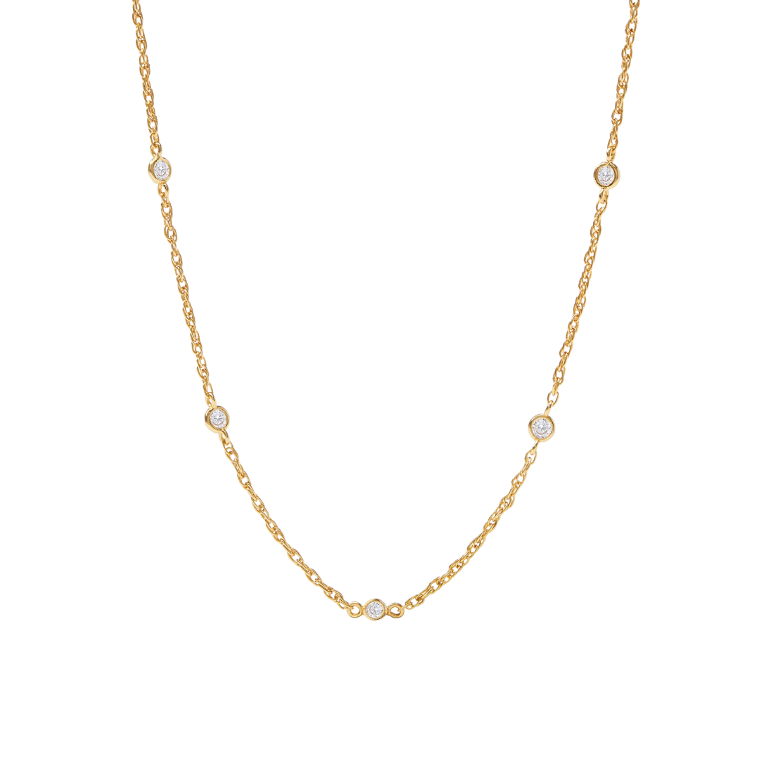 Julie Vos Celeste Delicate Station Necklace - Gold - Cubic Zirconia