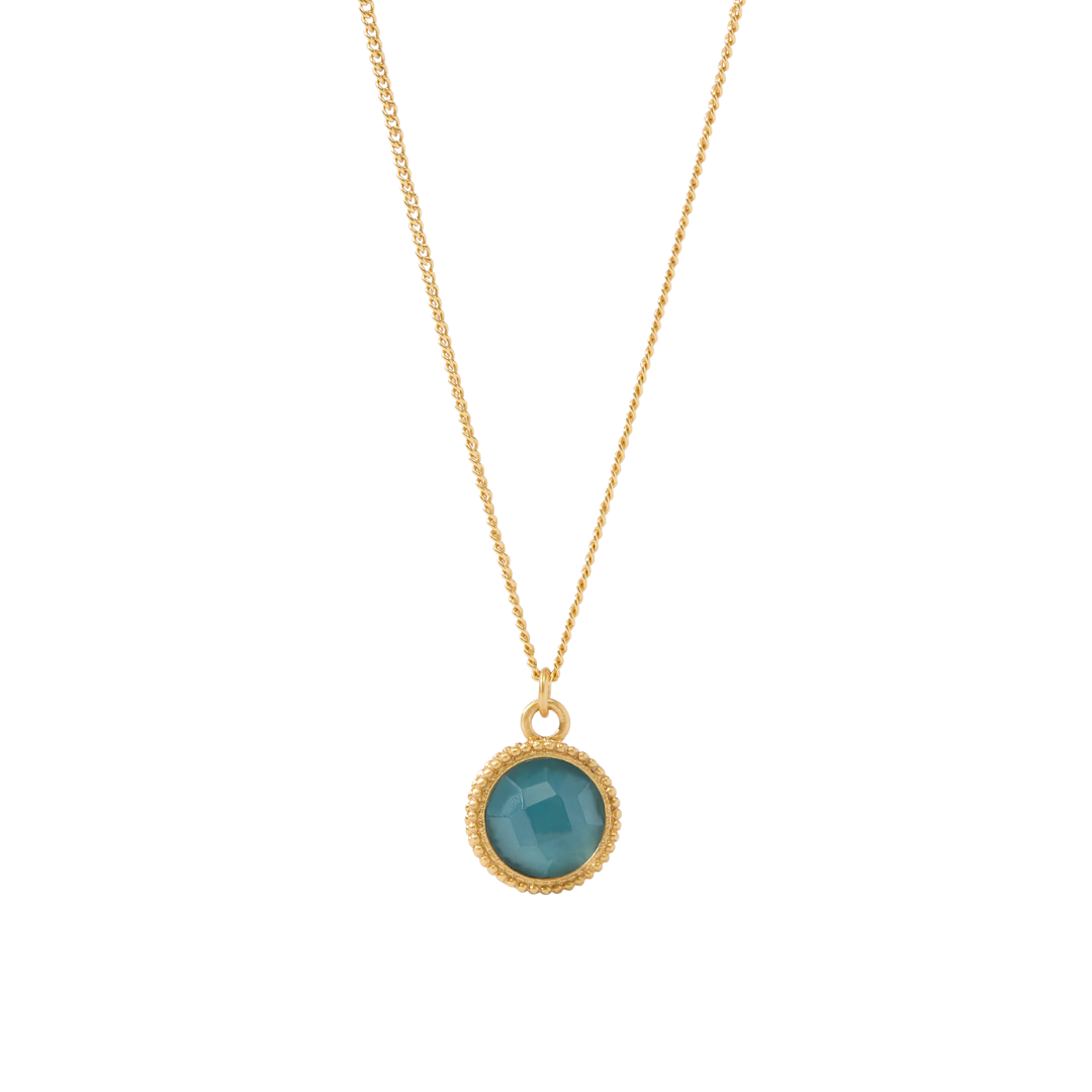 Julie Vos Fleur-de-Lis Solitaire Necklace - Gold - Iridescent Montana Blue