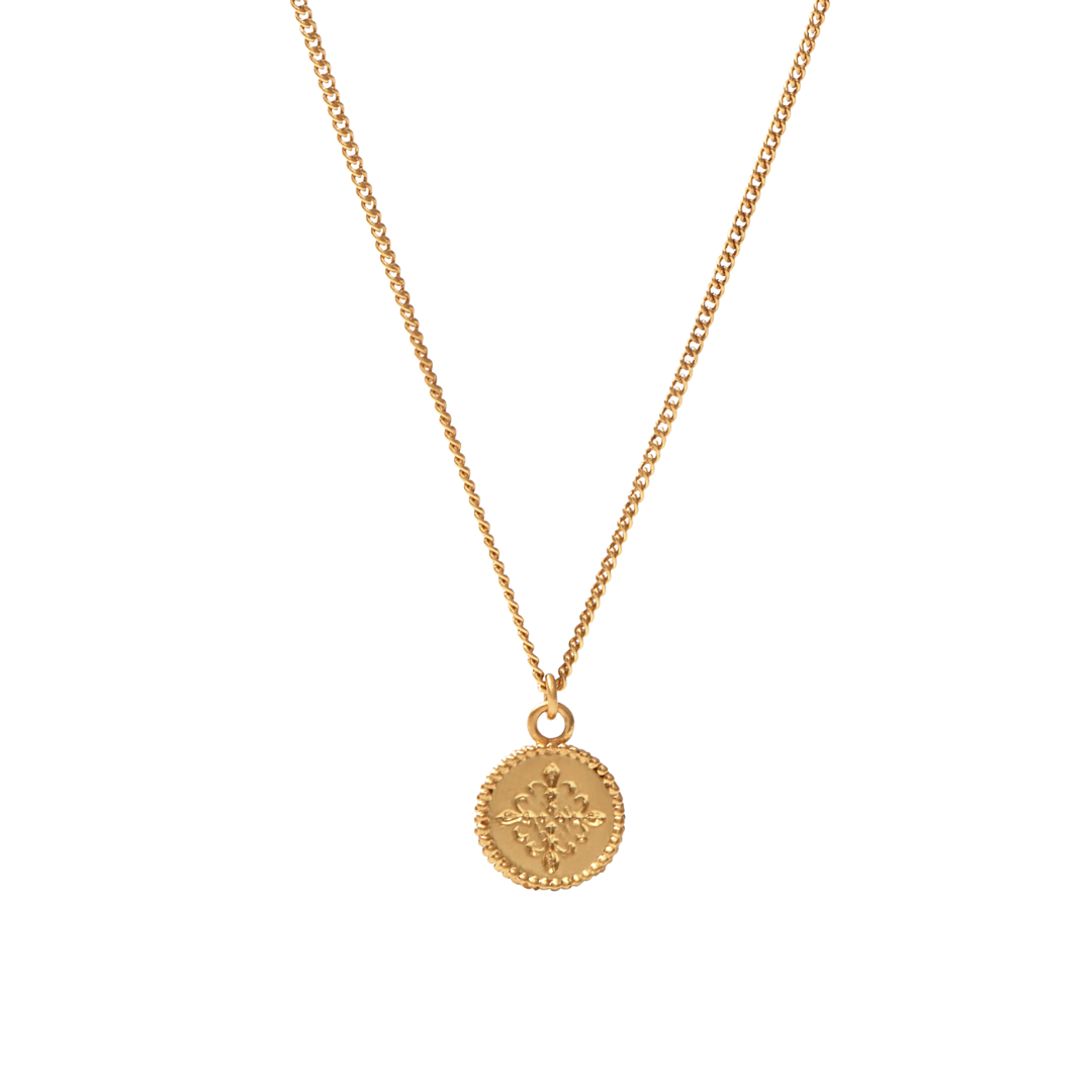 Julie Vos Fleur-de-Lis Solitaire Necklace - Gold - Iridescent Montana Blue