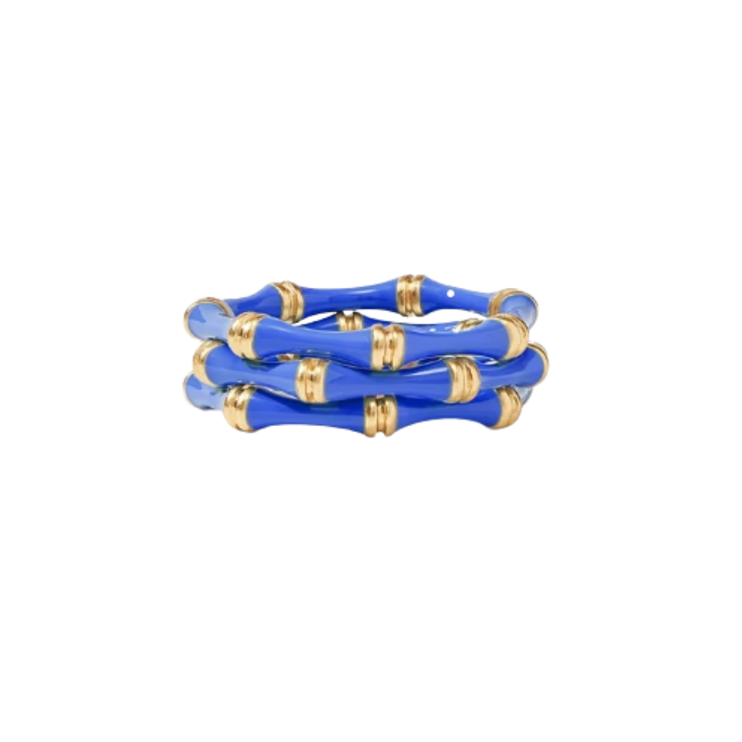 Julie Vos Bamboo Trio Ring-Lapis Blue Enamel-8