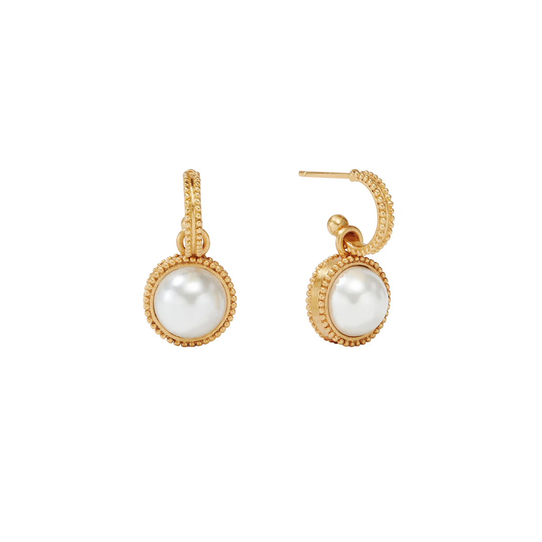 Julie Vos Fleur-de-Lis Hoop & Charm Earring - Pearl