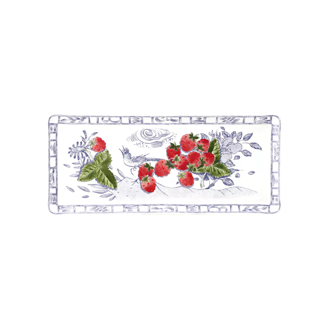 Gien Oiseau Bleu Fruits Oblong Serving Tray