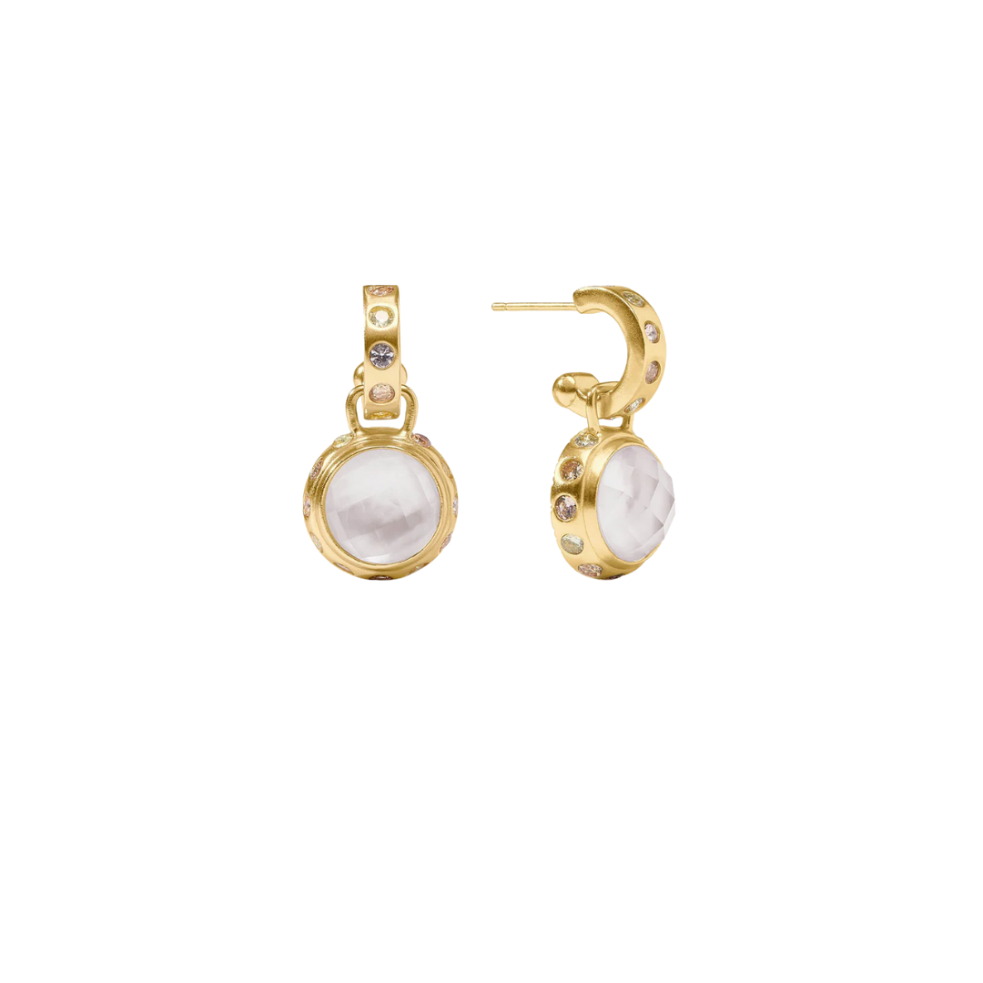Julie Vos Rainbow Hoop and Charm Earring- Gold- Iridescent