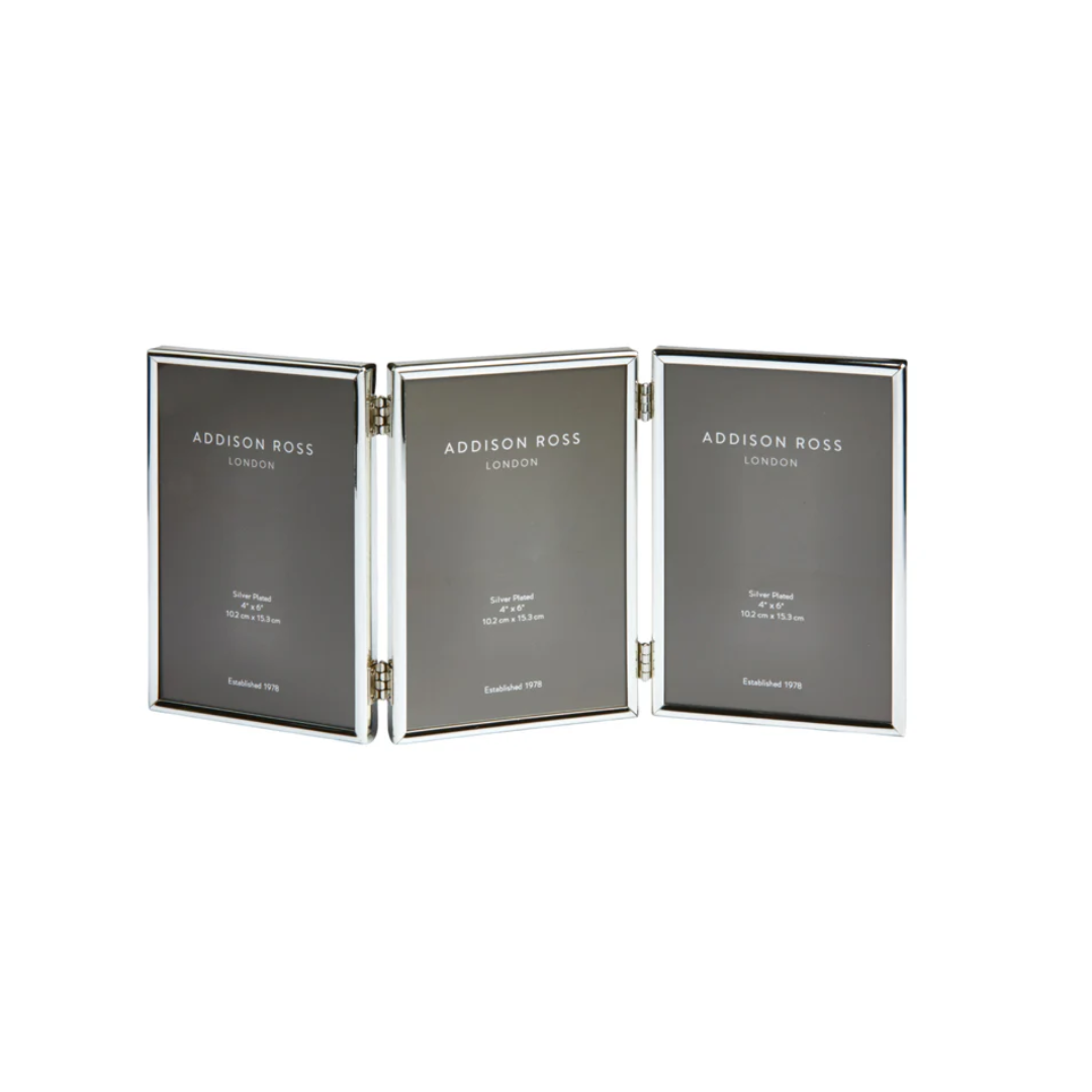 Addison Ross Fine Edged Silver Triple Photo Frame - 2x3