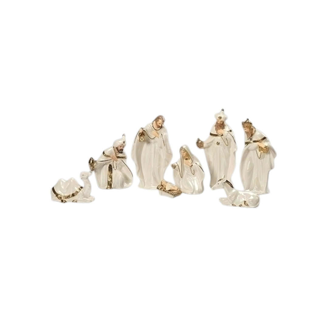 White and Gold Nativity Set